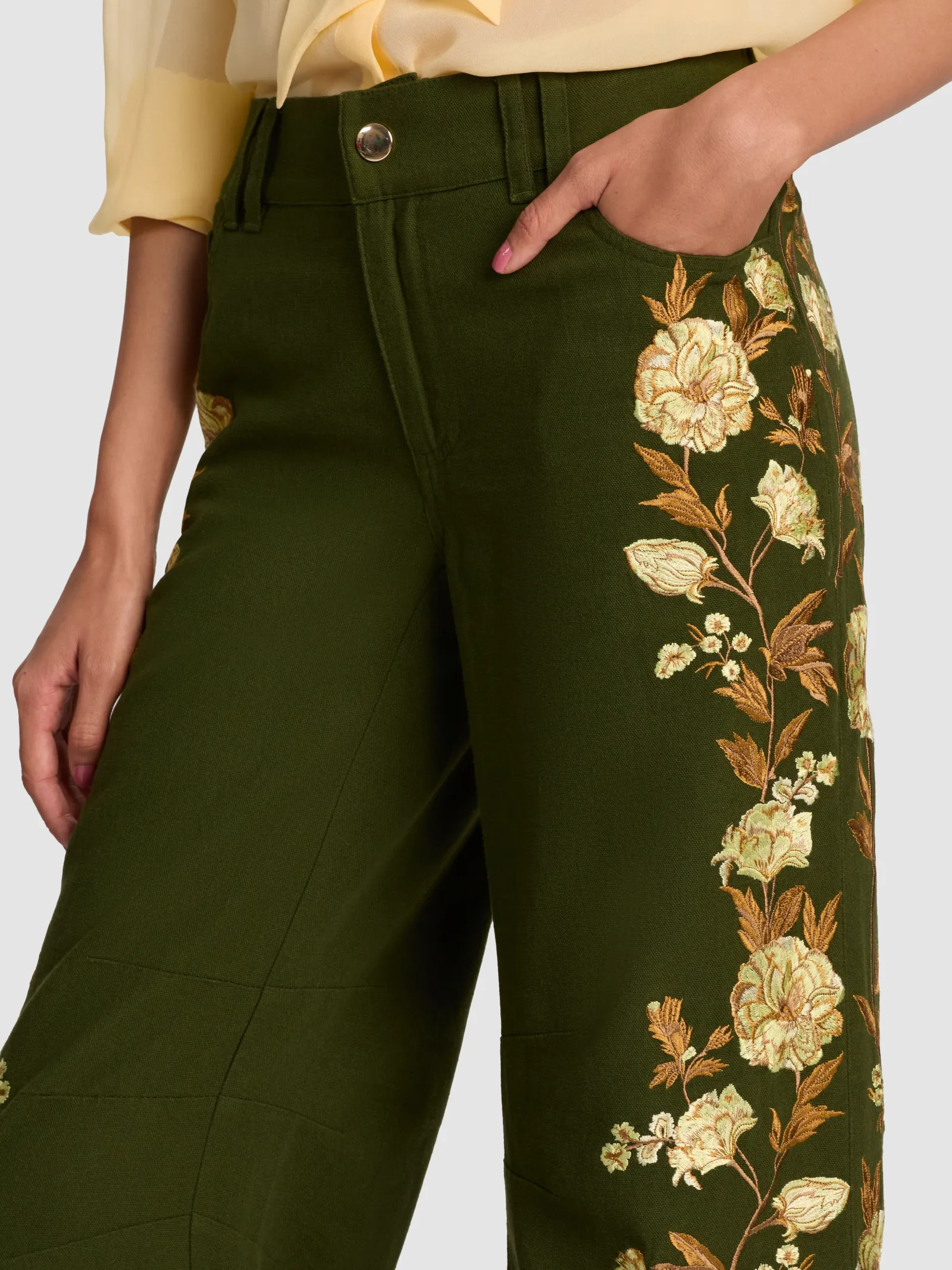 Alice and Olivia ANDREW PANT|JADE MESH BUTTON DOWN*AKERS EMBROIDERED PANT