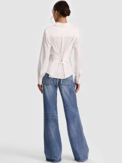 Alice and Olivia BLOUSES*AMELIA BUTTON DOWN WITH LACE UP BACK