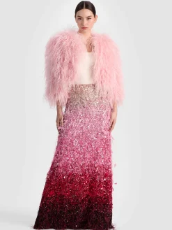 Alice and Olivia MAXI*ASHTON FEATHERED SKIRT