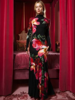 Alice and Olivia MAXI*AUGUSTA OPEN BACK MAXI DRESS