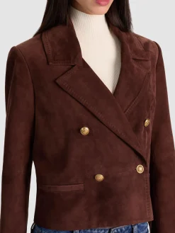 Alice and Olivia LEATHER + SUEDE*AVERY SUEDE DOUBLE BREASTED BLAZER