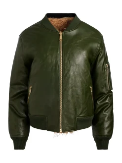 Alice and Olivia VEGAN*BECKY REVERSIBLE FAUX FUR BOMBER JACKET