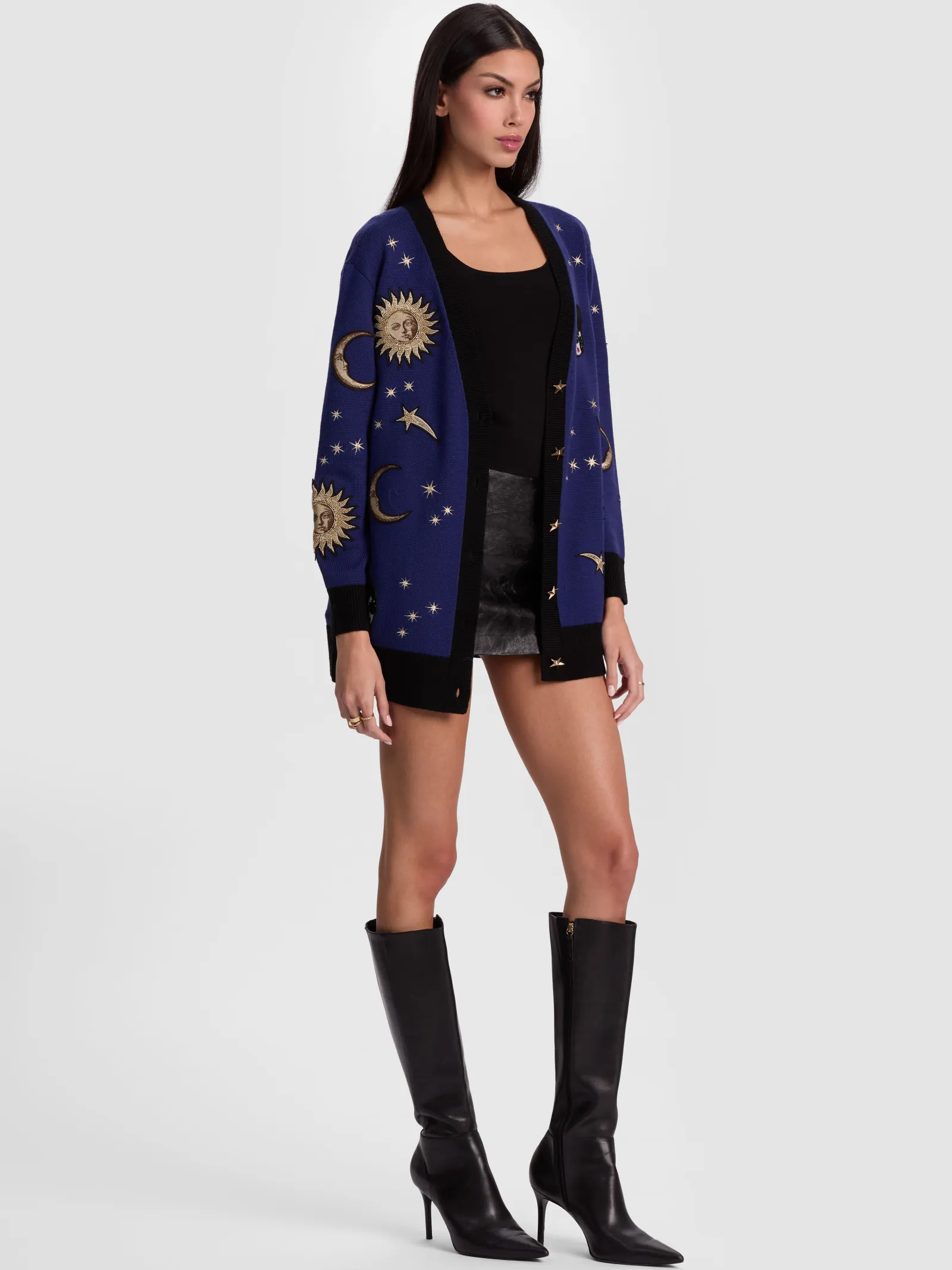 Alice and Olivia CARDIGANS*BRADFORD CELESTIAL STACEFACE CARDIGAN