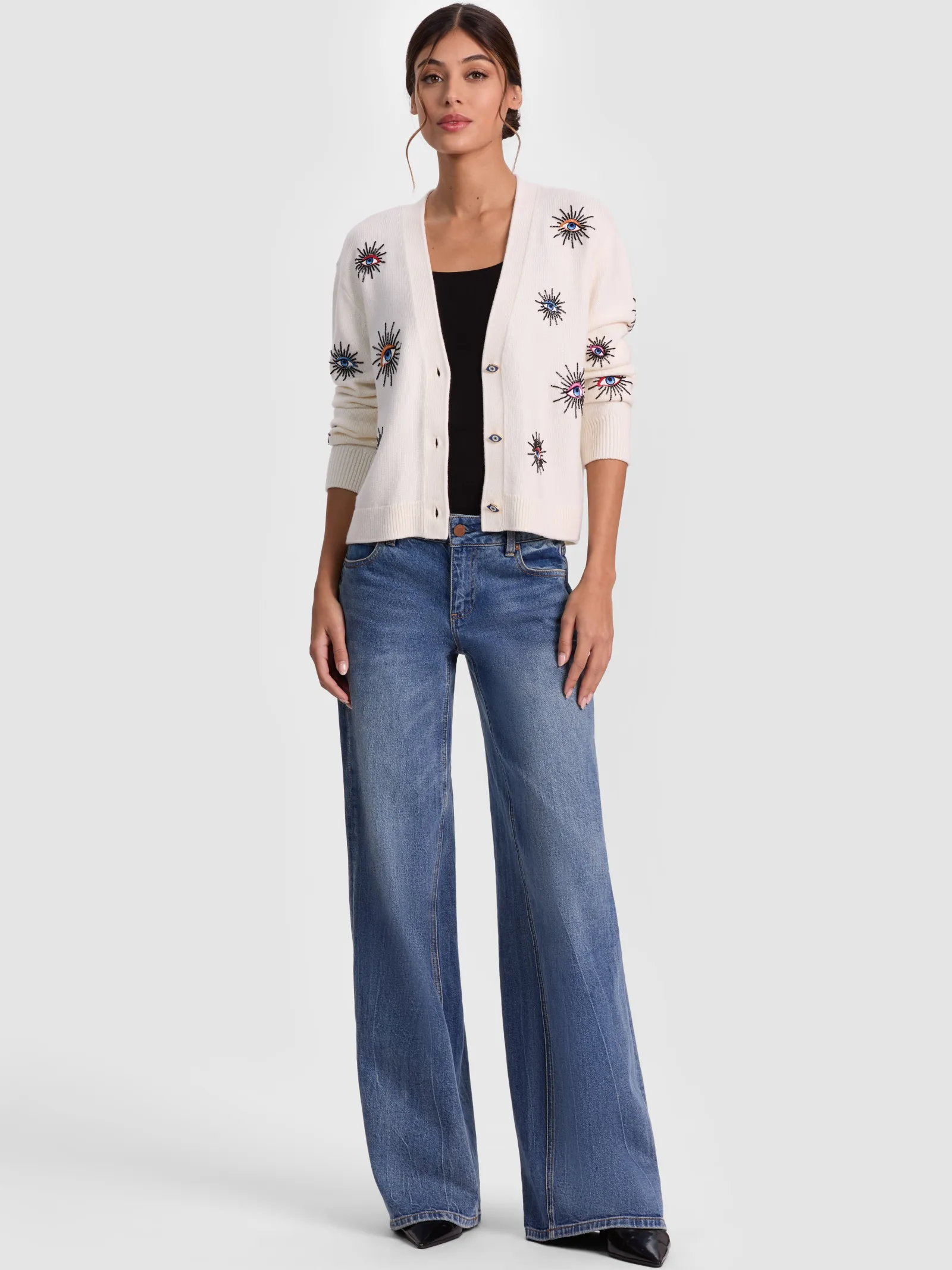 Alice and Olivia CARDIGANS*BRADLEY SHORT EMBELLISHED CARDIGAN