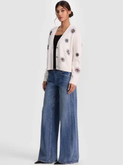 Alice and Olivia CARDIGANS*BRADLEY SHORT EMBELLISHED CARDIGAN