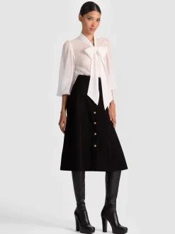 Alice and Olivia MIDI*CALICA SUEDE MIDI SKIRT