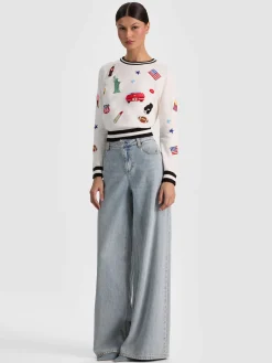 Alice and Olivia PULLOVERS*CAROLANN AMERICANA SHRUNKEN PULLOVER