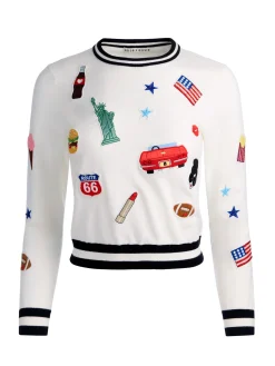 Alice and Olivia PULLOVERS*CAROLANN AMERICANA SHRUNKEN PULLOVER