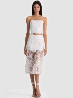 Alice and Olivia CROP TOPS*CERESI EMBELLISHED LACE BANDEAU TOP