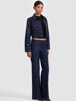 Alice and Olivia DENIM*CHLOE EMBELLISHED DENIM JACKET