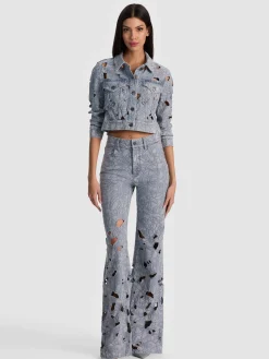 Alice and Olivia DENIM*CHLOE LASER-CUT DENIM JACKET