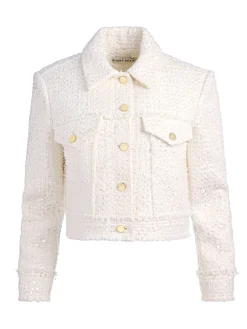 Alice and Olivia ANDREW PANT|JADE MESH BUTTON DOWN*CHLOE TWEED JACKET