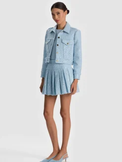 Alice and Olivia ANDREW PANT|JADE MESH BUTTON DOWN*CHLOE TWEED JACKET
