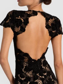 Alice and Olivia MIDI*CLOVER OPEN BACK MIDI DRESS