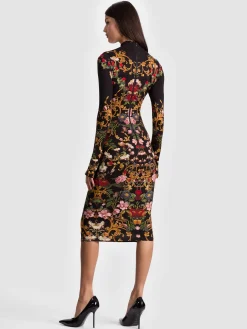 Alice and Olivia MIDI*DELORA MIDI DRESS