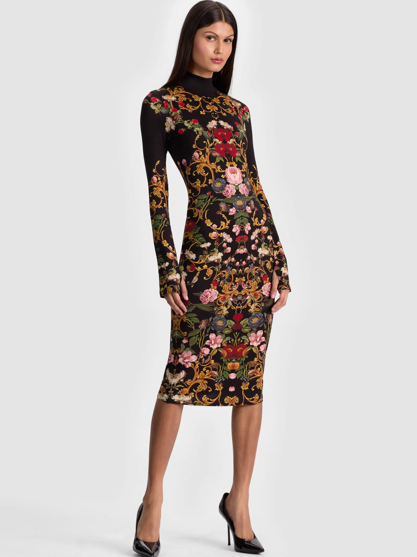 Alice and Olivia MIDI*DELORA MIDI DRESS