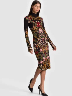 Alice and Olivia MIDI*DELORA MIDI DRESS