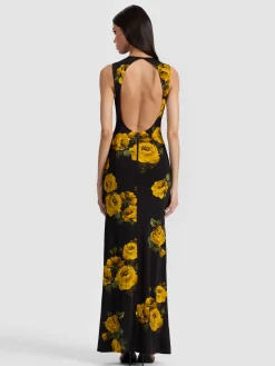 Alice and Olivia MAXI*DELORA OPEN BACK MAXI DRESS