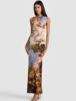 Alice and Olivia MAXI*DELORA OPEN BACK MAXI DRESS
