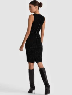 Alice and Olivia MIDI*DELORA SUEDE MIDI DRESS