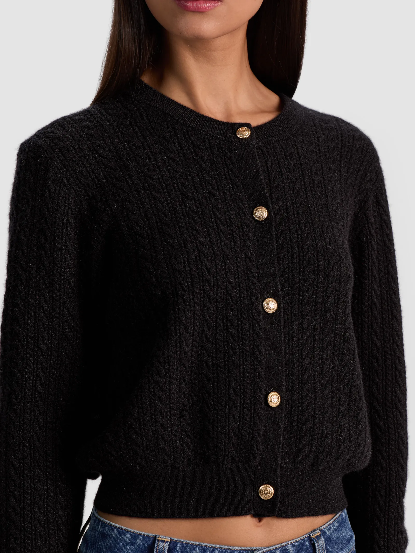 Alice and Olivia CARDIGANS*DOLLIE CASHMERE CABLEKNIT CARDIGAN