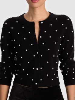 Alice and Olivia CARDIGANS*DOLLIE EMBELLISHED CASHMERE CARDIGAN