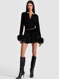 Alice and Olivia CARDIGANS*DOLLIE FAUX FUR CUFF CARDIGAN