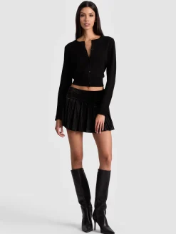 Alice and Olivia CARDIGANS*DOLLIE FAUX FUR CUFF CARDIGAN