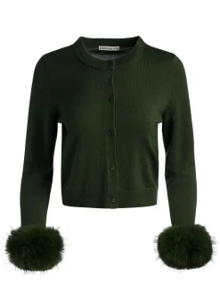 Alice and Olivia CARDIGANS*DOLLIE FAUX FUR CUFF CARDIGAN