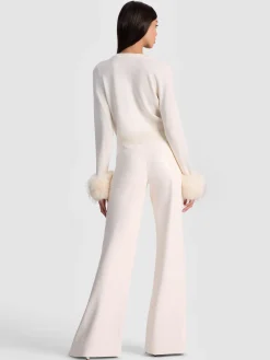 Alice and Olivia CARDIGANS*DOLLIE FAUX FUR CUFF CARDIGAN