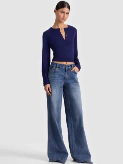 Alice and Olivia CARDIGANS*DOLLIE FAUX FUR CUFF CARDIGAN