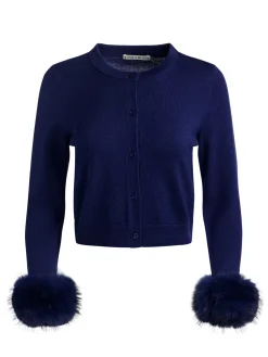 Alice and Olivia CARDIGANS*DOLLIE FAUX FUR CUFF CARDIGAN