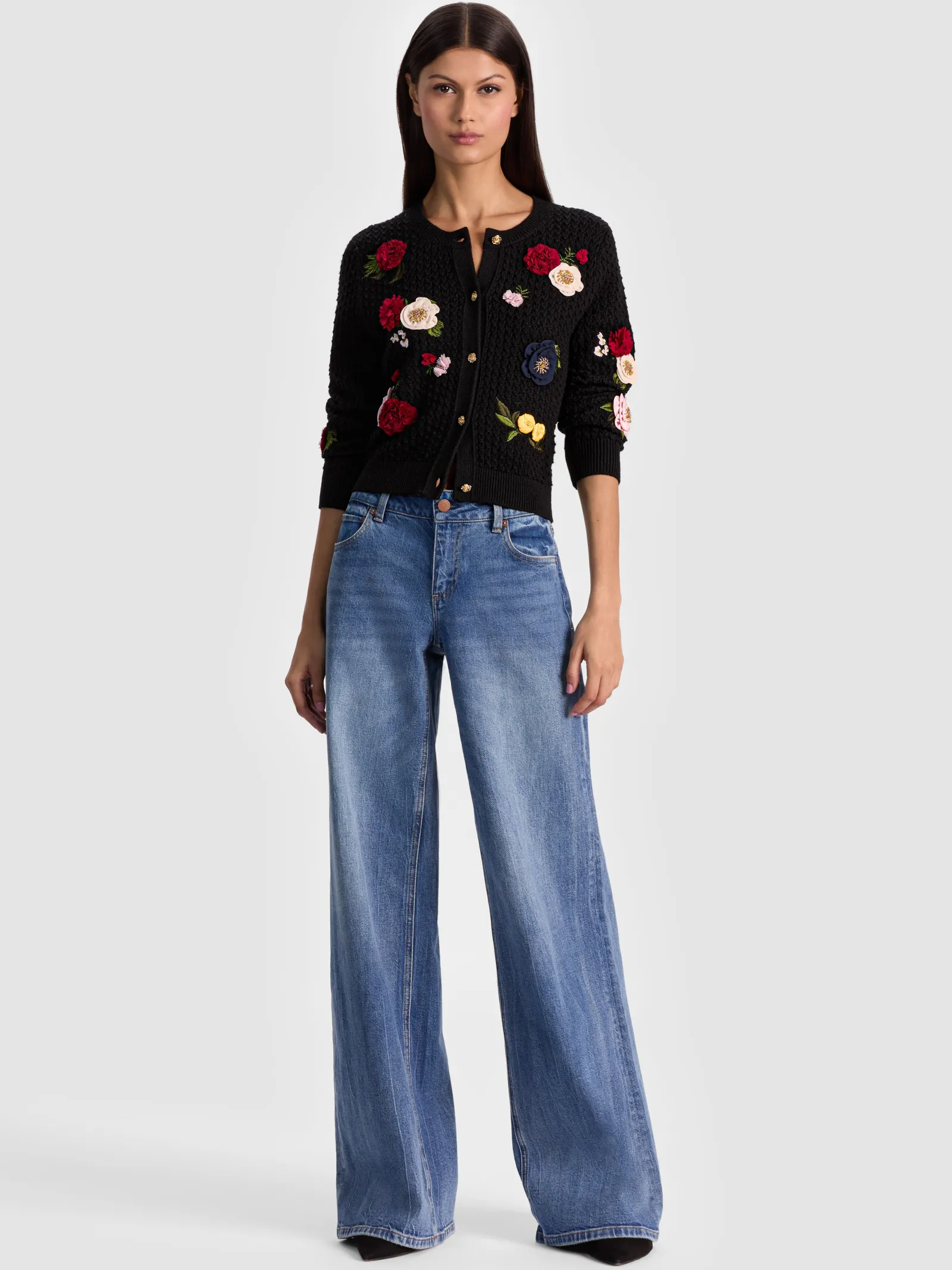 Alice and Olivia CARDIGANS*DOLLIE FLORAL CARDIGAN