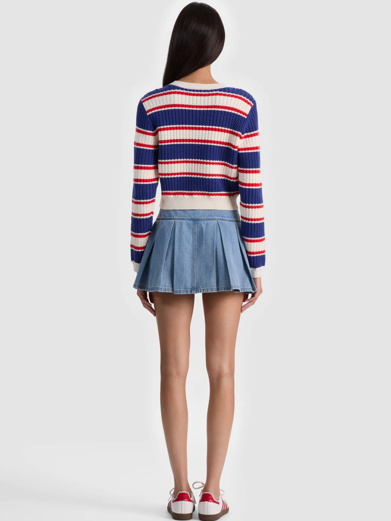 Alice and Olivia CARDIGANS*DOLLIE STRIPED CABLE CARDIGAN