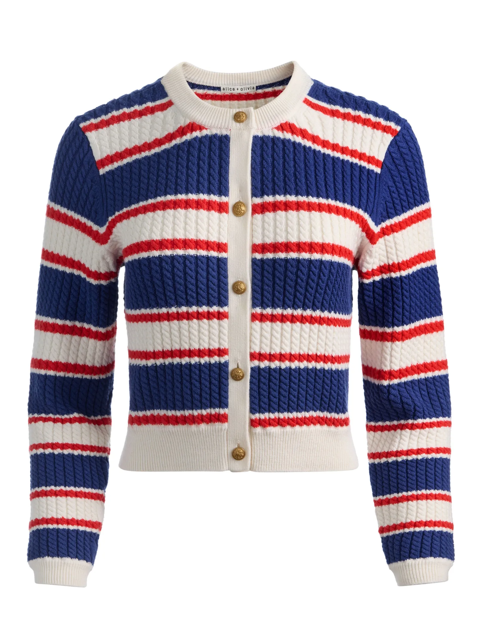 Alice and Olivia CARDIGANS*DOLLIE STRIPED CABLE CARDIGAN