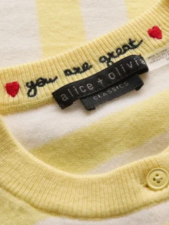 Alice and Olivia CARDIGANS*DOLLIE STRIPED CASHMERE CARDIGAN
