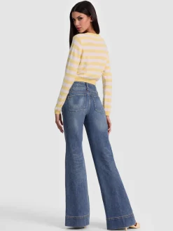 Alice and Olivia CARDIGANS*DOLLIE STRIPED CASHMERE CARDIGAN