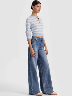 Alice and Olivia CARDIGANS*DOLLIE STRIPED CASHMERE CARDIGAN