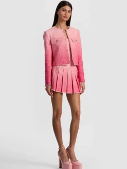 Alice and Olivia ANDREW PANT|JADE MESH BUTTON DOWN*DUMONT EMBELLISHED TWEED JACKET