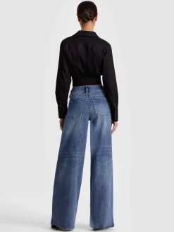 Alice and Olivia CROP TOPS*EDIE CORSET BUTTON DOWN