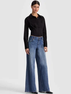 Alice and Olivia CROP TOPS*EDIE CORSET BUTTON DOWN