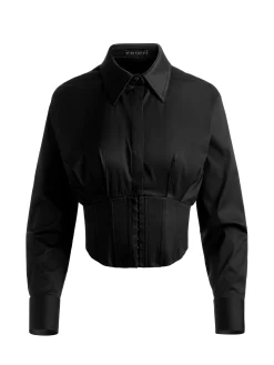 Alice and Olivia CROP TOPS*EDIE CORSET BUTTON DOWN