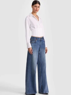 Alice and Olivia CROP TOPS*EDIE CORSET BUTTON DOWN