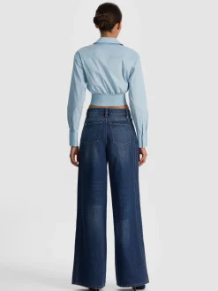 Alice and Olivia CROP TOPS*EDIE CORSET BUTTON DOWN