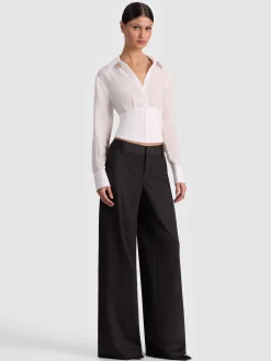 Alice and Olivia CROP TOPS*EDIE SEAMED CORSET BUTTON DOWN