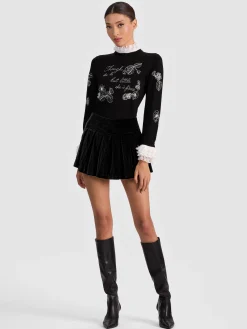 Alice and Olivia MINI*EMILIE VELVET MINI SKORT