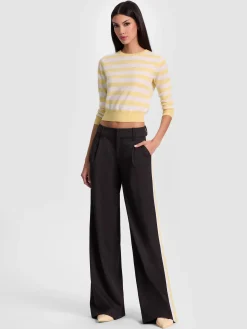 Alice and Olivia WIDE LEG*ERIC PANT WITH SIDE STRIPE