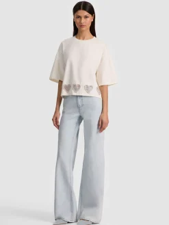 Alice and Olivia T-SHIRTS*EVAN HEART CUTOUT TEE