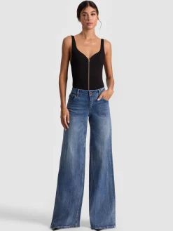 Alice and Olivia BODYSUITS*EVE ZIP FRONT BODYSUIT