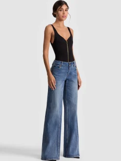 Alice and Olivia BODYSUITS*EVE ZIP FRONT BODYSUIT